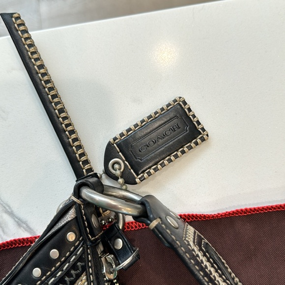 Black Embroidery Coach Bag. - Picture 3 of 8